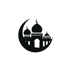 Mosque flat icon isolated on white background. Islamic ramadan icon vector