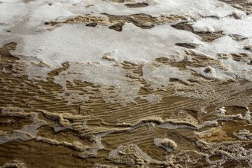 Espuma en la orilla del Mar Muerto, Jordania