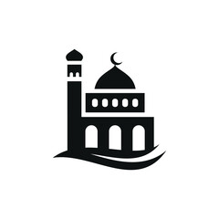 Mosque flat icon isolated on white background. Islamic ramadan icon vector