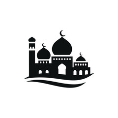 Mosque flat icon isolated on white background. Islamic ramadan icon vector