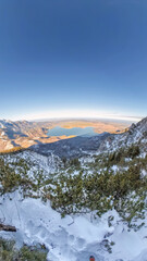 Bavarian Top View to Lake Kochel during Winter time