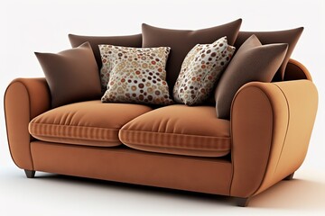 brown sofa (couch) isolated on white