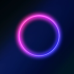 A glowing neon circle background on navy