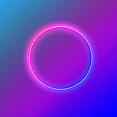 A glowing neon circle background on pinks and blues