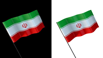 Flag of iran on white and black backgrounds