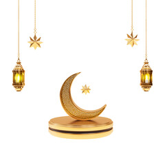 Ramadan lantern and crescent moon cutout