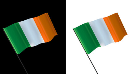 Flag of ireland on white and black backgrounds