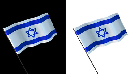 Flag of israel on white and black backgrounds