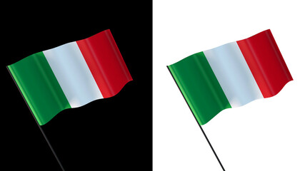 Flag of italy on white and black backgrounds