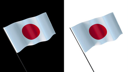 Flag of japan on white and black backgrounds