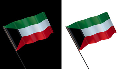 Flag of kuwait on white and black backgrounds
