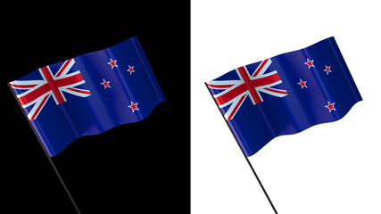 Flag of new zealand on white and black backgrounds