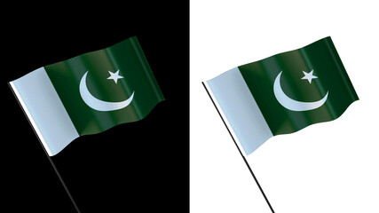 Flag of pakistan on white and black backgrounds