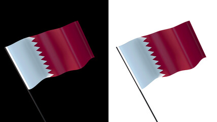 Flag of qatar on white and black backgrounds