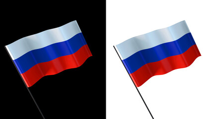 Flag of russia on white and black backgrounds