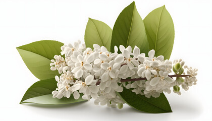 white lilac flowers isolated. White background
