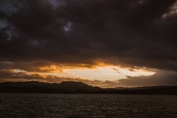 sunset over the windermere lake