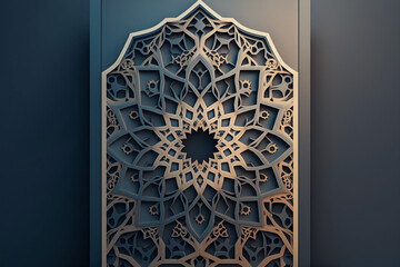 a mosque door that captures the essence of Islamic geometry and patterns, while still maintaining a clean and modern aesthetic Generative AI