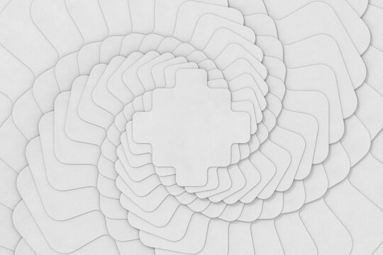 white poligon construction. twisted layers. 3D illustration