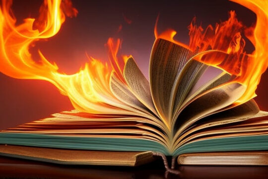open book on fire - ai generated
