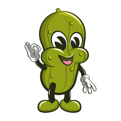 vector illustration character mascot food cute standing pickles says ok