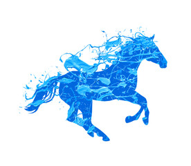 Horse icon of blue paint. Vector symbol