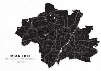 Munich map vector poster flyer	 - obrazy, fototapety, plakaty