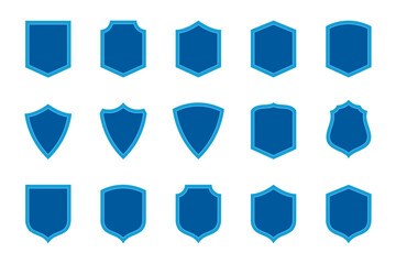Set of Blue Flat Security Shields. Secure and Protection illustration for your web site design, game, logo, app, and UI.