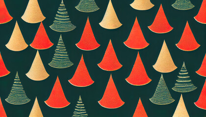 Fototapeta na wymiar Christmas tree as seamless pattern as vintage background. Generative Ai