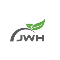 JWH letter nature logo design on white background. JWH creative initials letter leaf logo concept. JWH letter design.