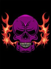 vector fire head skull illustration