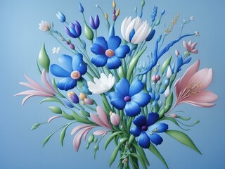Obraz premium Lush bouquet of spring flowers, Generative AI