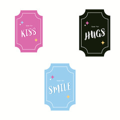 Ticket with inscriptions and details. Cute vector illustration for a declaration of love. Game for lovers with cards.