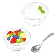 プレーンヨーグルトとフルーツヨーグルト