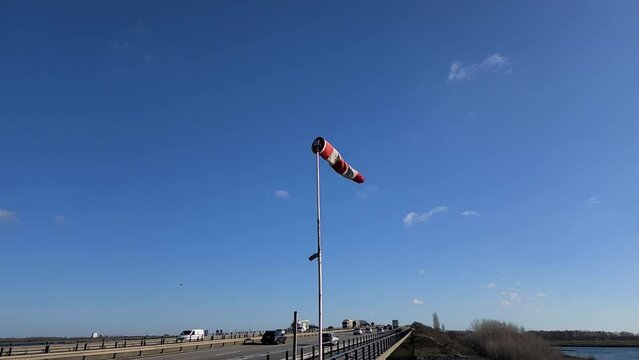 A windbag in the wind in slow motion