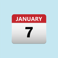 7th January calendar icon. January 7 calendar Date Month icon