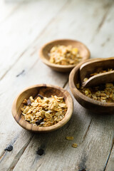 Traditional homemade granola with dried fruits