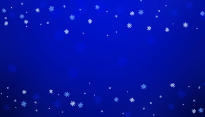 Fototapeta premium Flying snow flakes and stars on dark blue night background