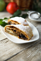 Traditional homemade apple strudel