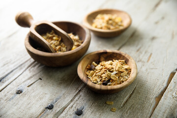 Traditional homemade granola with dried fruits