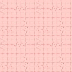 Pink vector seamless background with embroidered geometric pattern