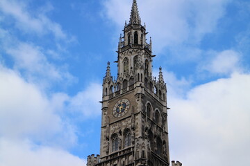 Fototapeta na wymiar Clock tower of the New Town Hall in Munich, Germany