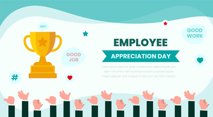 Happy National Employee Appreciation Day background.  Employee appreciation day illustration banner design template.