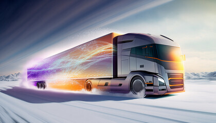 Autonomous Cargo Transportation Future - AV Cargo Truck - Generative AI