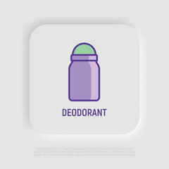 Roll-on deodorant thin line icon. Personal hygiene care. Modern vector illustration.