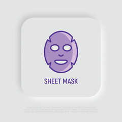 Facial sheet mask thin line icon. Modern vector illustration for beauty shop.