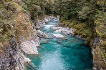 Blue Pools in Mount Aspiring National Park, New Zealand