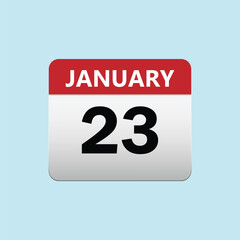 23th January calendar icon. January 23 calendar Date Month icon