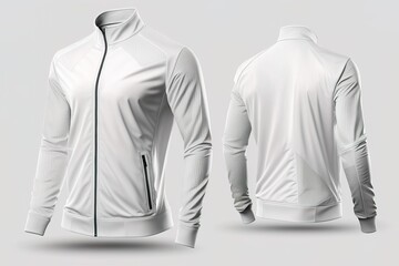 White jacket for men, blank template for graphic design front and back view