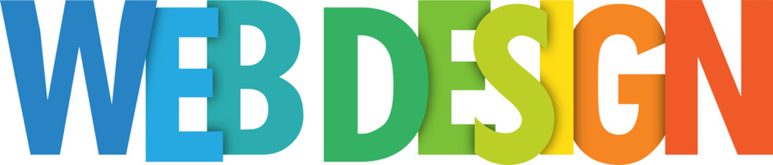 WEB DESIGN colorful typography banner on transparent background